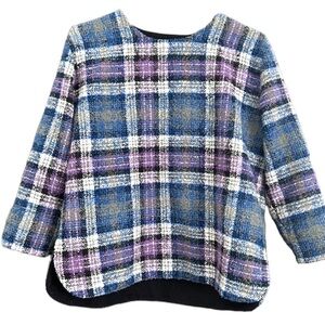 Plaid Women's Top in Blue and Purple